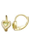 Fzn Kids' 14k Gold Plated Sterling Silver Birthstone Lever Back Earrings In Peridot
