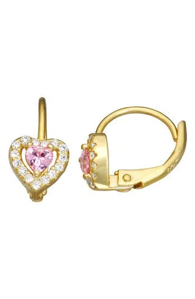 Fzn Semiprecious Stone & Cz Heart Earrings In Gold