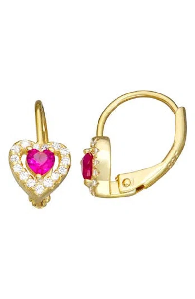 Fzn Semiprecious Stone & Cz Heart Earrings In Gold