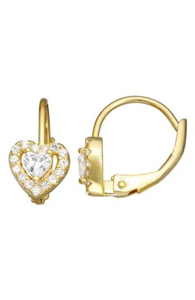 Fzn Semiprecious Stone & Cz Heart Earrings In Gold