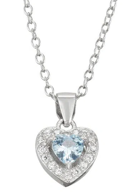 Fzn Semiprecious Stone & Cz Heart Pendant Necklace In Gray
