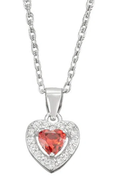 Fzn Semiprecious Stone & Cz Heart Pendant Necklace In Metallic