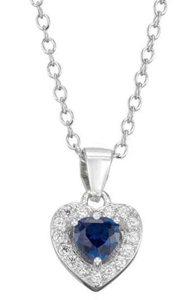 Fzn Semiprecious Stone & Cz Heart Pendant Necklace In Blue