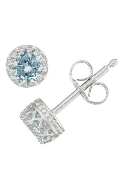 Fzn Semiprecious Stone Crown Stud Earrings In Aquamarine