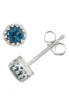 Fzn Semiprecious Stone Crown Stud Earrings In London Blue Topaz
