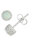 Fzn Semiprecious Stone Crown Stud Earrings In Opal