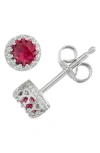 Fzn Semiprecious Stone Crown Stud Earrings In Ruby