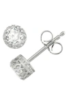 Fzn Semiprecious Stone Crown Stud Earrings In White Sapphire
