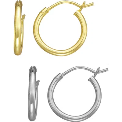 Fzn Set Of 2 Hoop Earrings In Gold