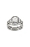 Fzn Set Of 3 Lab Grown White Sapphire Stackable Rings In Pattern