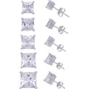 Fzn Set Of 5 Solitaire Princess Cubic Zirconia Stud Earrings In White