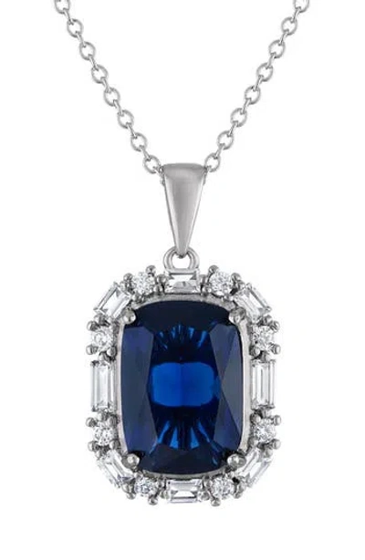 Fzn Simulated Blue Sapphire & Cubic Zirconia Pendant Necklace In Gold