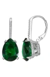Fzn Simulated Stone Drop Earrings In Emerald