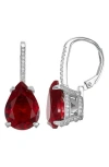 Fzn Simulated Stone Drop Earrings In Garnet