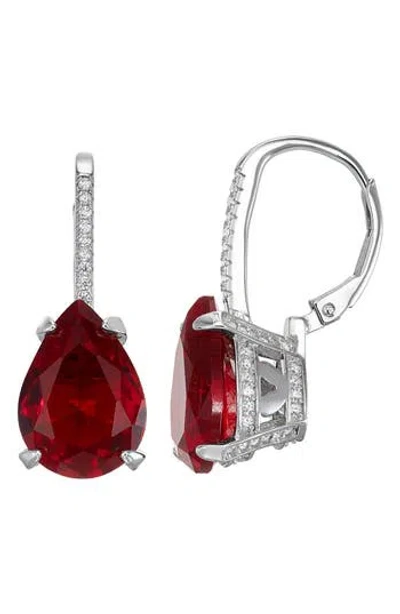 Fzn Simulated Stone Drop Earrings In Garnet
