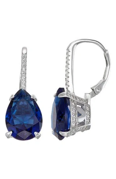 Fzn Simulated Stone Drop Earrings In Sapphire