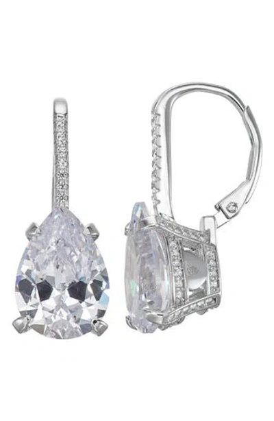 Fzn Simulated Stone Drop Earrings In White