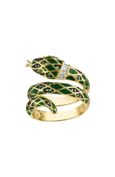 Fzn Snake Cubic Zirconia Ring In Gold
