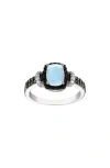 Fzn Sterling Silver Black Spinel & Opal Ring In White