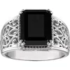 Fzn Sterling Silver Black Spinel Filigree Ring In Multi