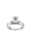 Fzn Sterling Silver Created Moissanite Engagement Ring In Silver
