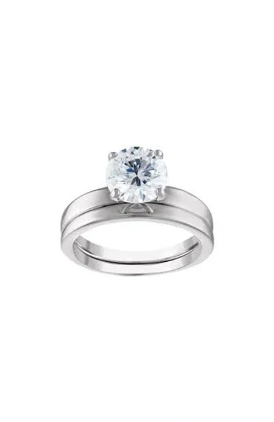 Fzn Sterling Silver Created Moissanite Engagement Ring