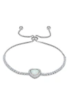 Fzn Sterling Silver Created Opal Heart Charm Bracelet In White