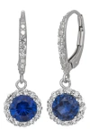 Fzn Sterling Silver Created Sapphire Drop Earrings