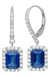 Fzn Sterling Silver Created Sapphire Drop Earrings In Sapphire