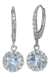 Fzn Sterling Silver Created Sapphire Drop Earrings In Aquamarine