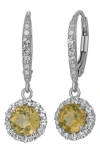 Fzn Sterling Silver Created Sapphire Drop Earrings In Citrine
