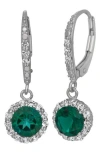Fzn Sterling Silver Created Sapphire Drop Earrings In Emerald