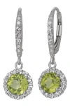 Fzn Sterling Silver Created Sapphire Drop Earrings In Peridot