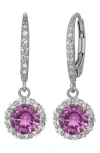 Fzn Sterling Silver Created Sapphire Drop Earrings In Pink Sapphire