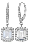 Fzn Sterling Silver Created Sapphire Drop Earrings In White Sapphire