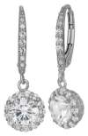 Fzn Sterling Silver Created Sapphire Drop Earrings In White Sapphire