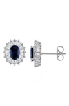 Fzn Sterling Silver Created Sapphire Stud Earrings In Orange