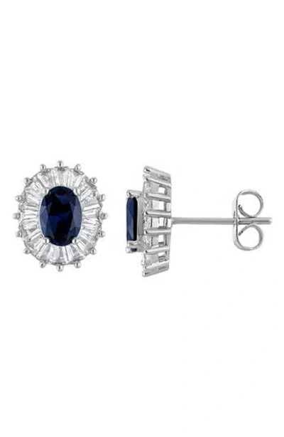 Fzn Sterling Silver Created Sapphire Stud Earrings In Orange