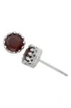 Fzn Sterling Silver Crown Stone Stud Earrings In Garnet