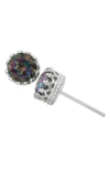 Fzn Sterling Silver Crown Stone Stud Earrings In Mystic