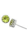 Fzn Sterling Silver Crown Stone Stud Earrings In Peridot