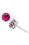 Fzn Sterling Silver Crown Stone Stud Earrings In Ruby