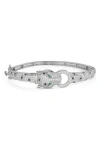Fzn Sterling Silver Cz Pavé Panther Bangle Bracelet In Silver