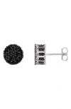 Fzn Sterling Silver Cz Pavé Stud Earrings In Black