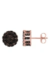 Fzn Sterling Silver Cz Pavé Stud Earrings In Brown