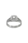 Fzn Sterling Silver Diamond Bridal Ring Set In Silver