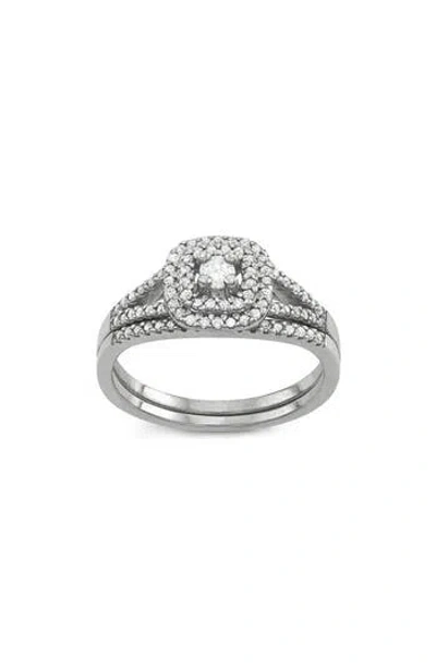 Fzn Sterling Silver Diamond Bridal Ring Set