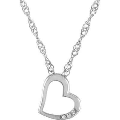Fzn Sterling Silver Diamond Heart Pendant Necklace In Metallic