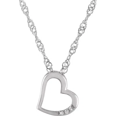 Fzn Sterling Silver Diamond Heart Pendant Necklace In White
