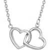 Fzn Sterling Silver Double Heart Pendant Necklace In Silver